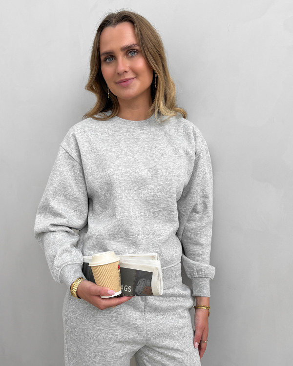 Grå sweat trøje med løs pasform - dametøj