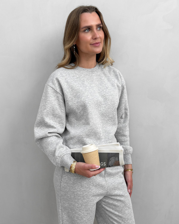 Grå sweat trøje med løs pasform - dametøj