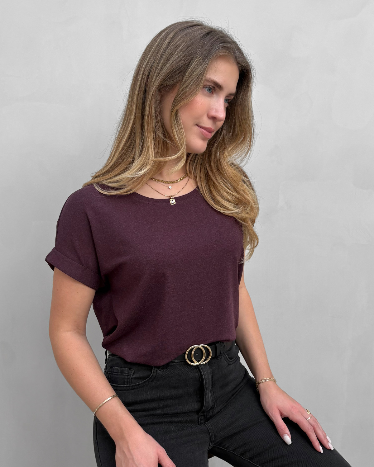 ONLY Onlmoster Winetasting S/S O-Neck Top - S - Brun