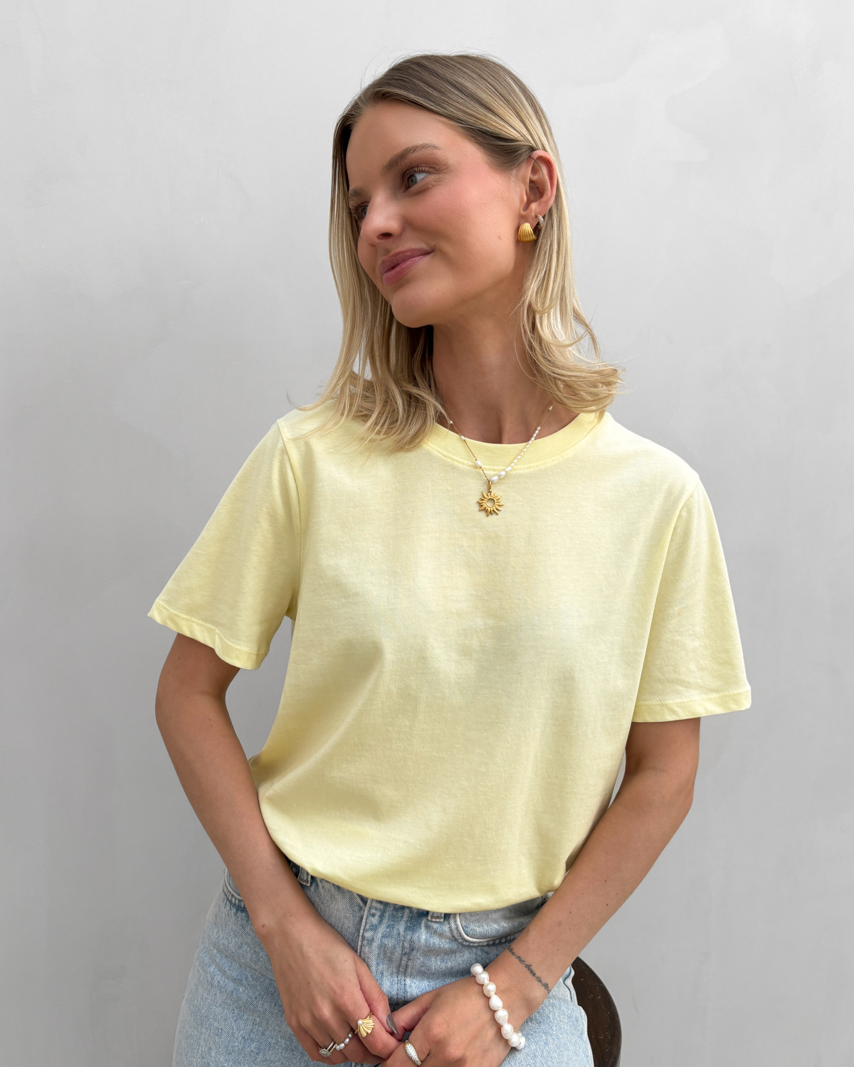 Pieces Pcria French Vanilla Ss Solid Tee - XS - Gul