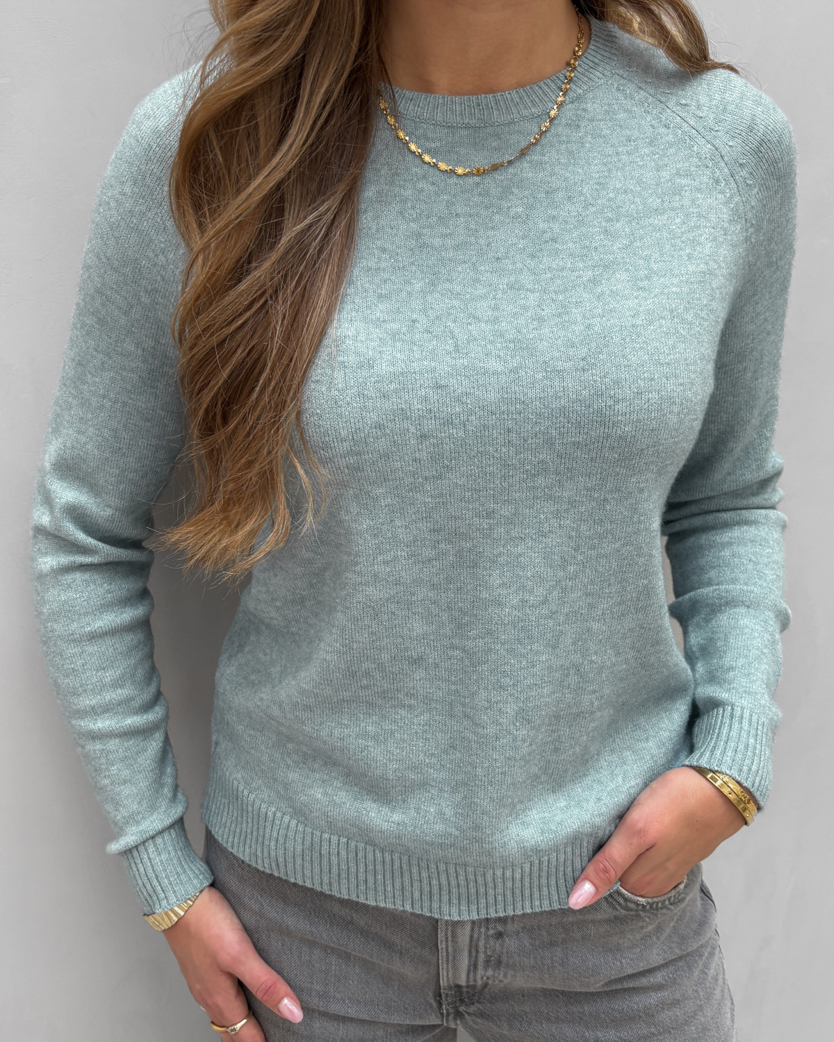 ONLY Onllesly Arona W. Melange Kings L/S Pullover Knit - M - Blå