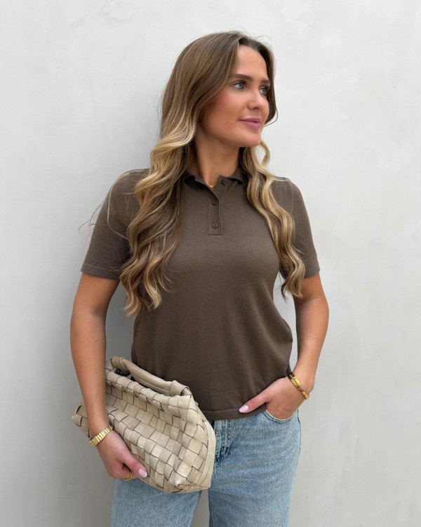Brun polo t-shirt til damer