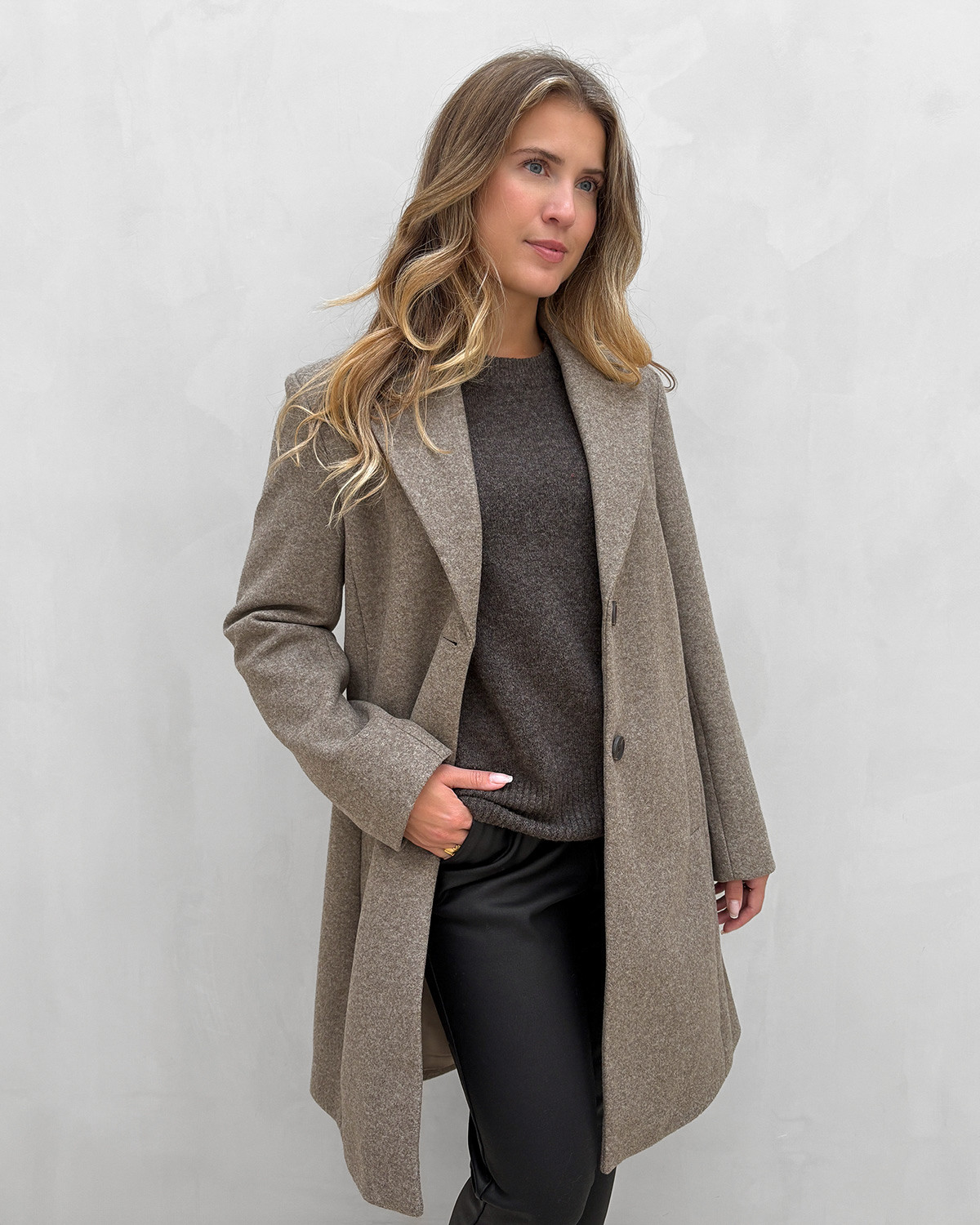 VILA Viclaudia Falcon Melange Button Coat - 40 - Brun