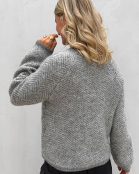 Grå sildebens trøje med rollneck