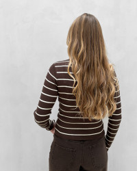 Brun stribet bluse til damer