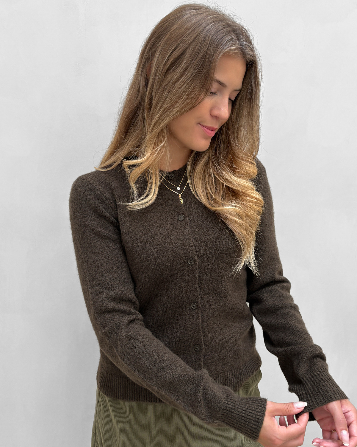 Pieces Pcmalou Hot Fudge Melange Ls Knit Cardigan - L - Brun