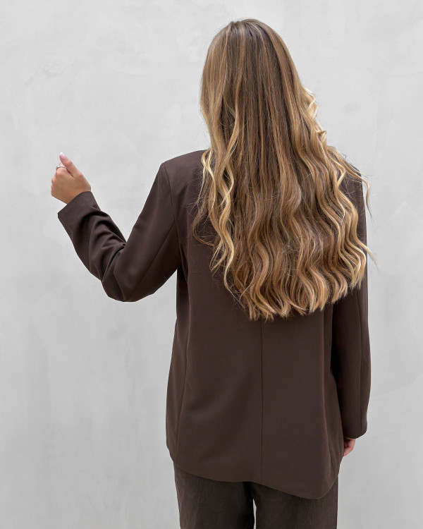 Brun blazer med løs pasform til damer