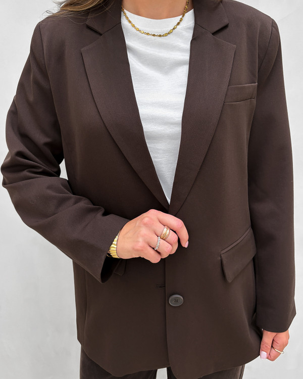 Brun blazer med løs pasform til damer