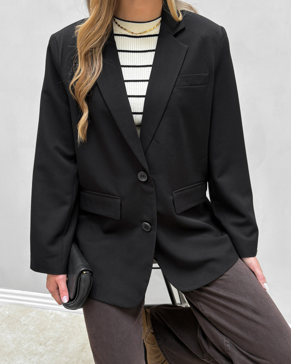 Klassisk sort boyfriend blazer til damer
