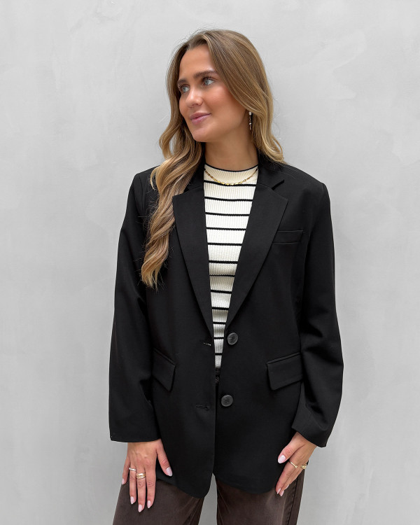 Klassisk sort boyfriend blazer til damer