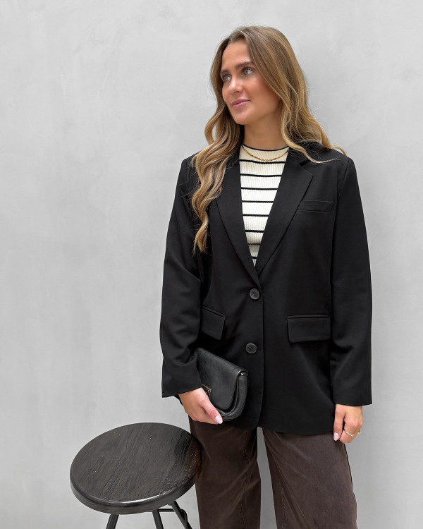 Klassisk sort boyfriend blazer til damer