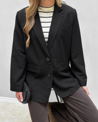 Klassisk sort boyfriend blazer til damer