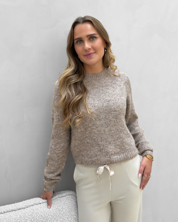 Taupe strik trøje til damer - Vero Moda