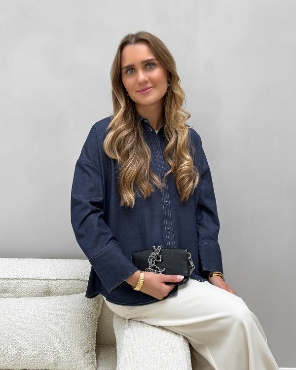 Denim skjorte i mørkeblå