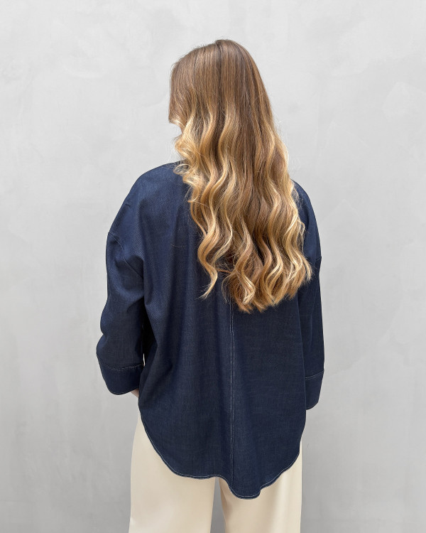 Denim skjorte i mørkeblå