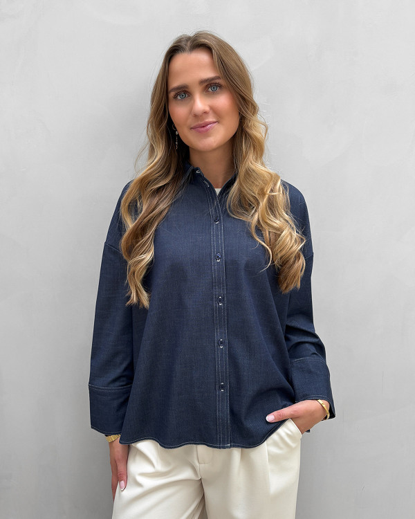Denim skjorte i mørkeblå