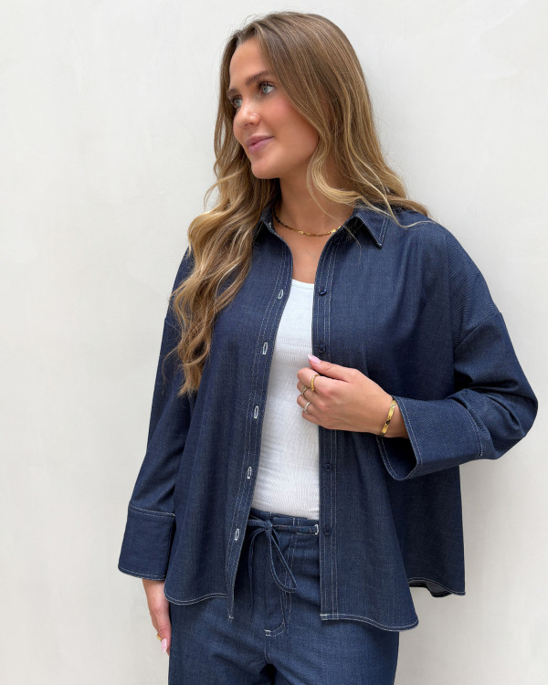 Denim skjorte i mørkeblå