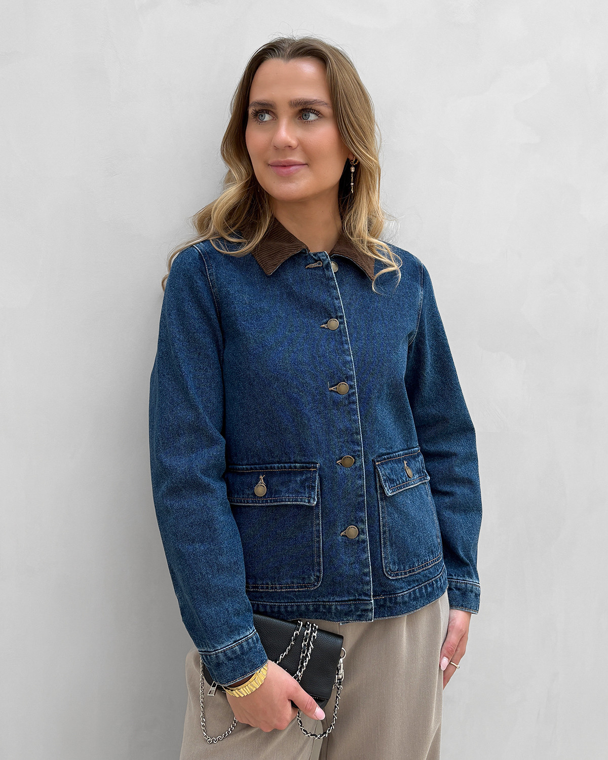 JDY Jdyella Dark Blue Denim Pocket L/S Denim Jacket - XS - Blå