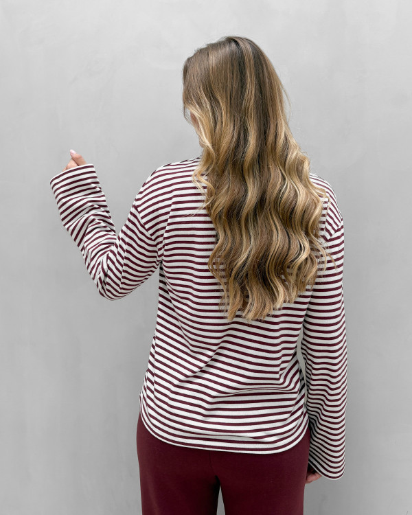 Stribet bluse i enkelt design - pcsadie