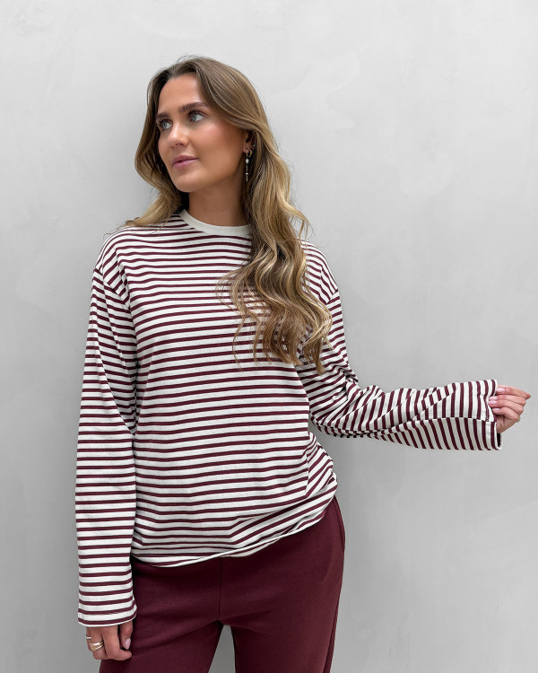 Stribet bluse i enkelt design - pcsadie