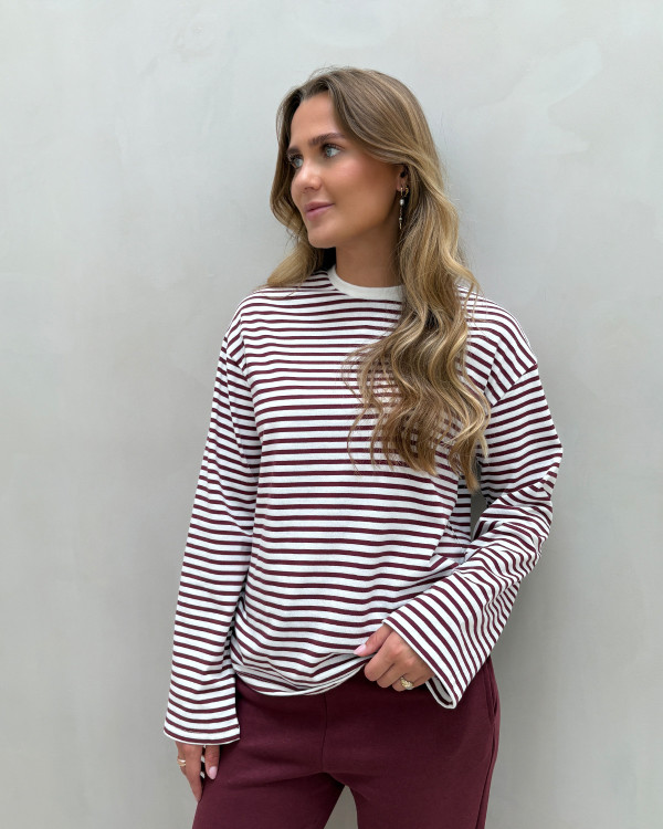 Stribet bluse i enkelt design - pcsadie