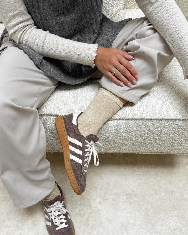 Beige glimmer strømper til damer