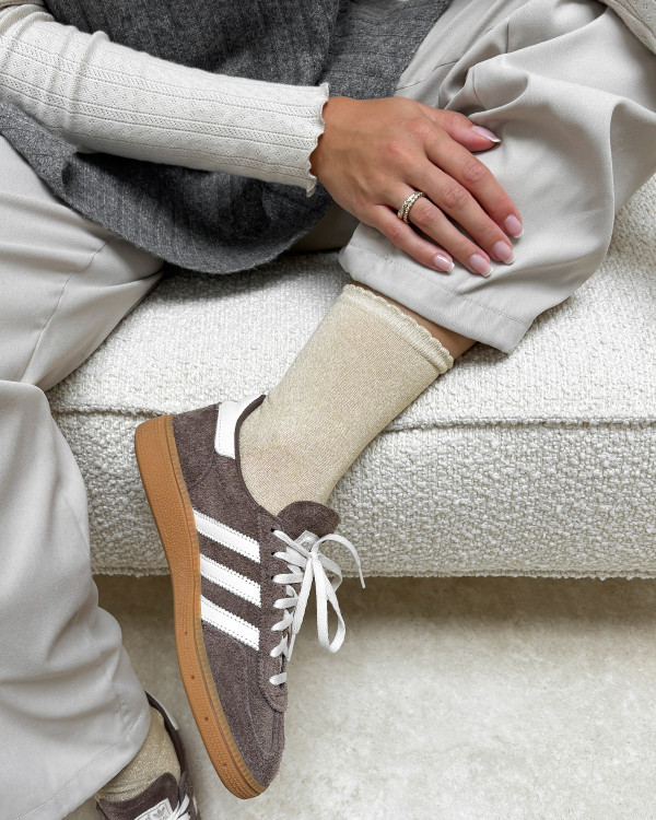 Beige glimmer strømper til damer