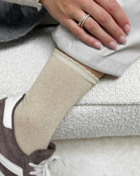 Beige glimmer strømper til damer