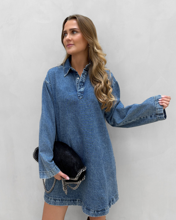 Blå denimkjole til damer