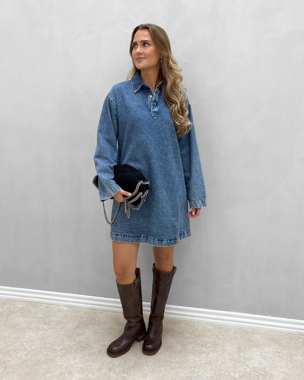 Blå denimkjole til damer