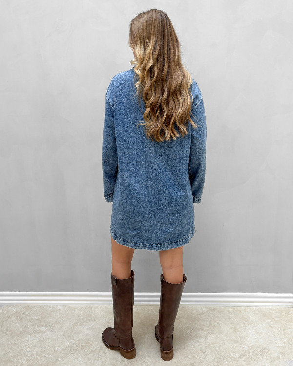 Blå denimkjole til damer