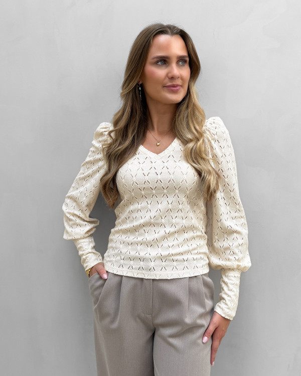 Beige festbluse til damer