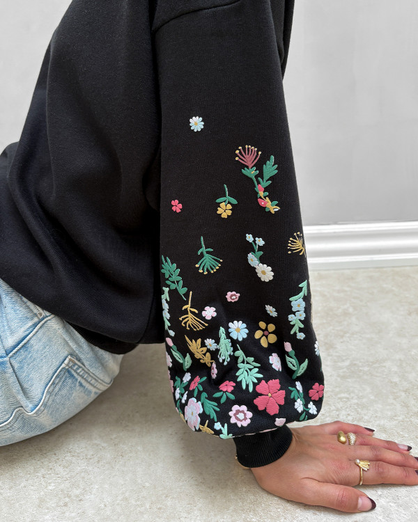 ONLY ONLBROOKE O NECK FLOWER - Sweatshirt - potpourri/rose clair