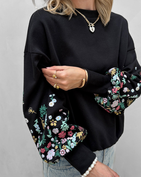 Sweat-shirt Femme ONLY Onlbrooke | Manches Longues, Col Rond, Motif Fleur | Coupe Regular Fit
