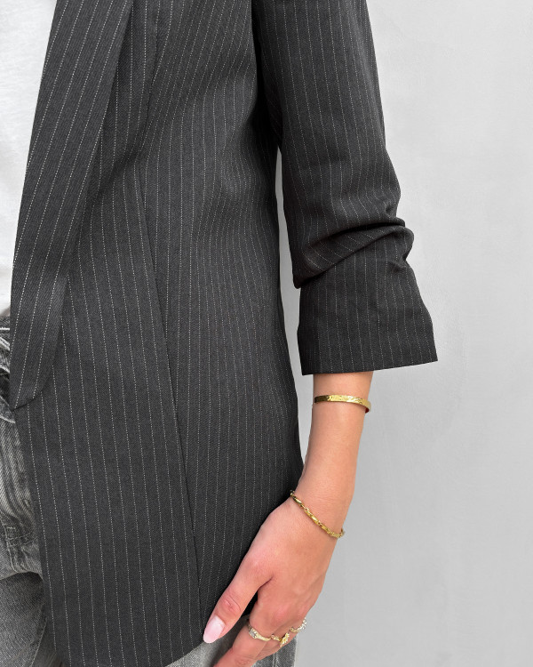 Grå blazer med striber til damer