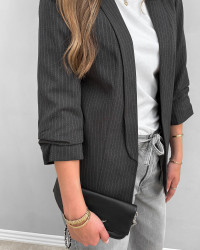 Grå blazer med striber til damer