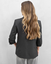 Grå blazer med striber til damer