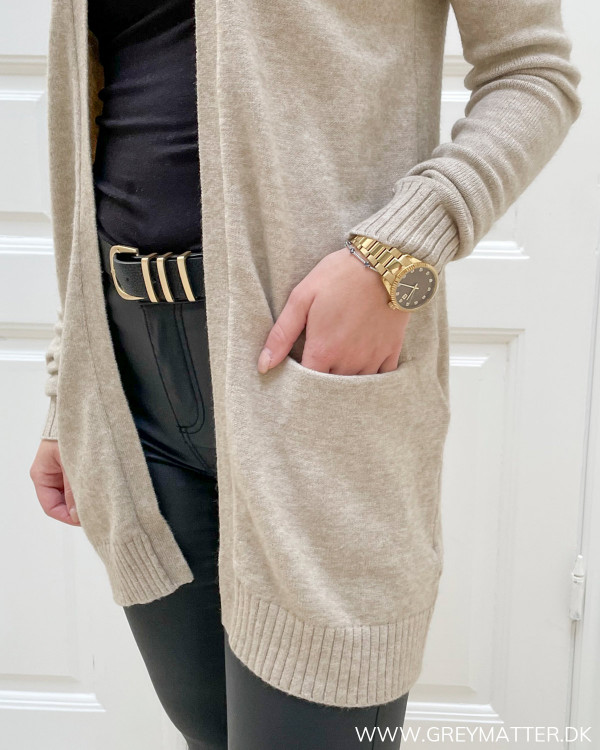 Vila Viril Open Knit Natural Melange Cardigan