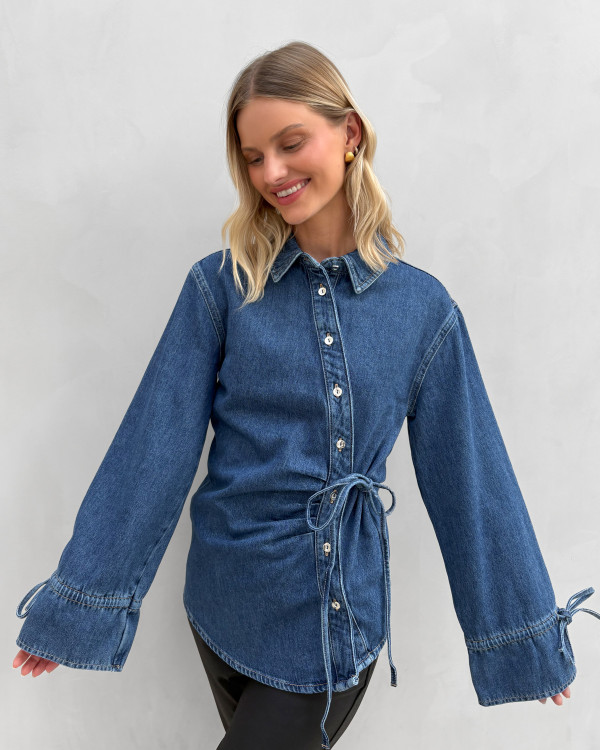 Blå denimskjorte til damer