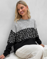 Cool strik med leopard detalje - dame tøj