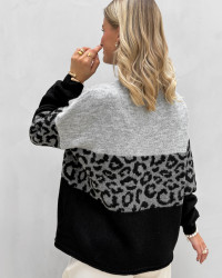 Cool strik med leopard detalje - dame tøj