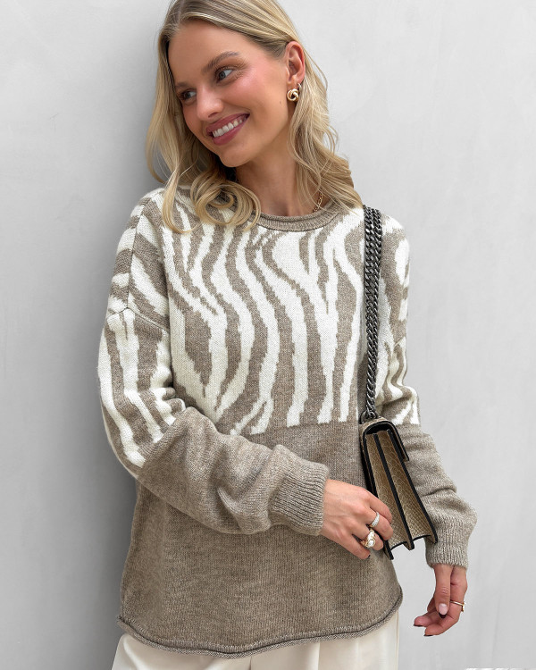 Sej trøje med zebra detalje til damer