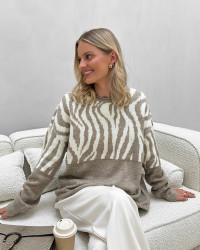 Sej trøje med zebra detalje til damer
