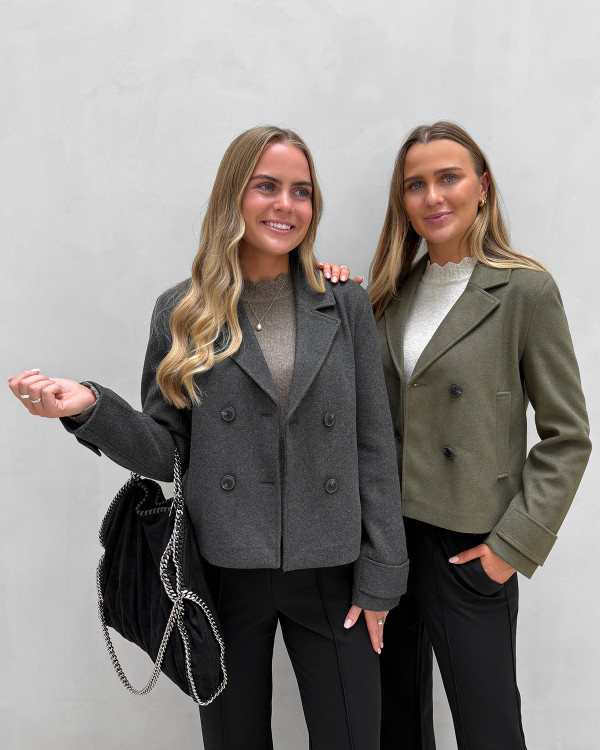 Mørkegrå jakke til damer - trenchcoat