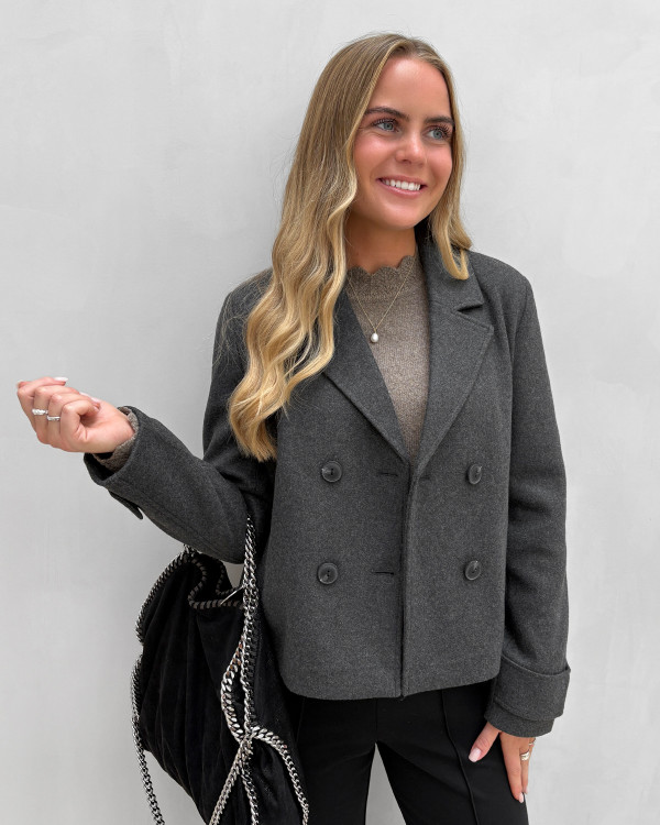 Mørkegrå jakke til damer - trenchcoat