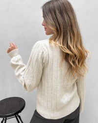Hverdagsbluse i bred rib med høj hals