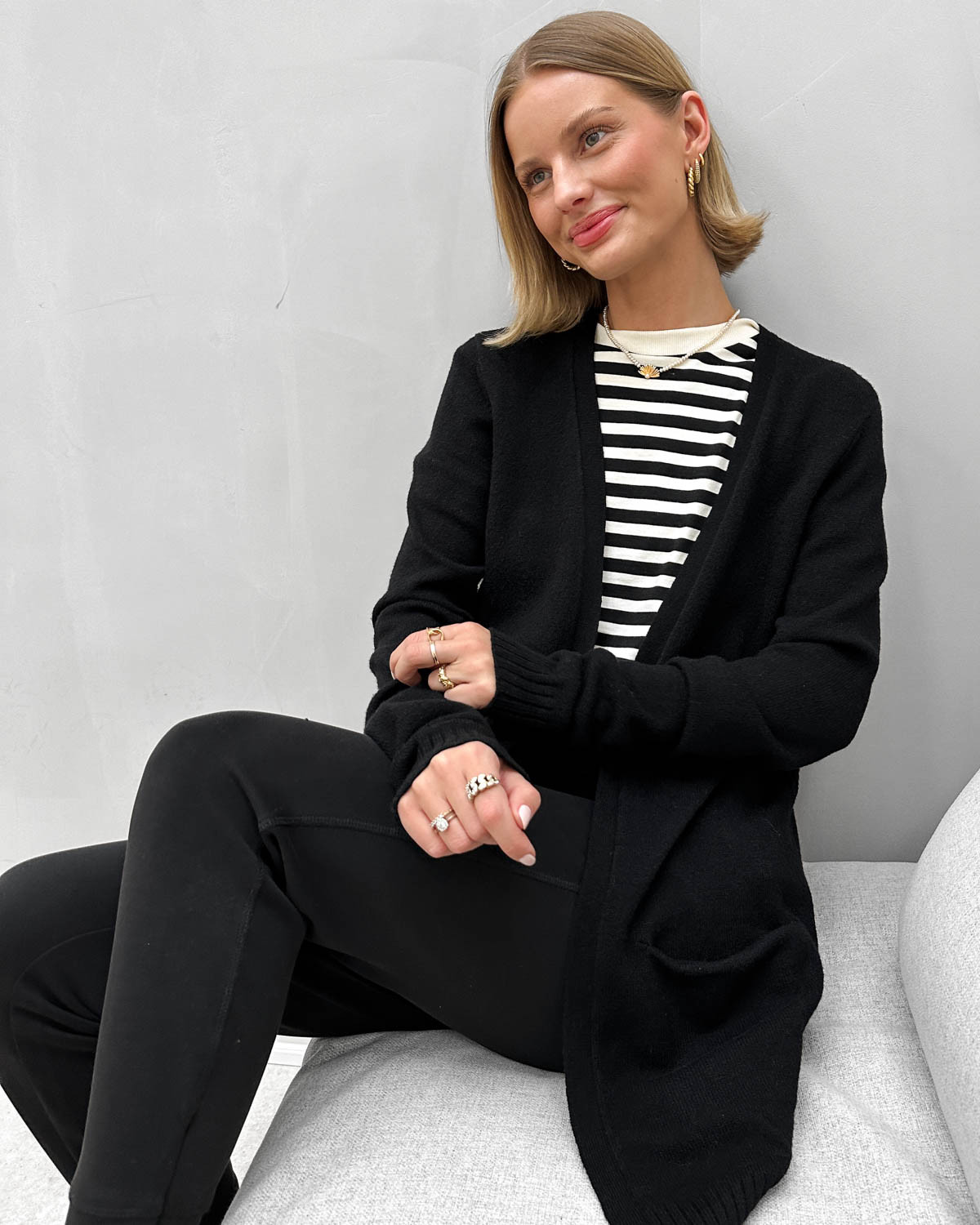 VILA Viril Open Black Knit Cardigan - S - Sort