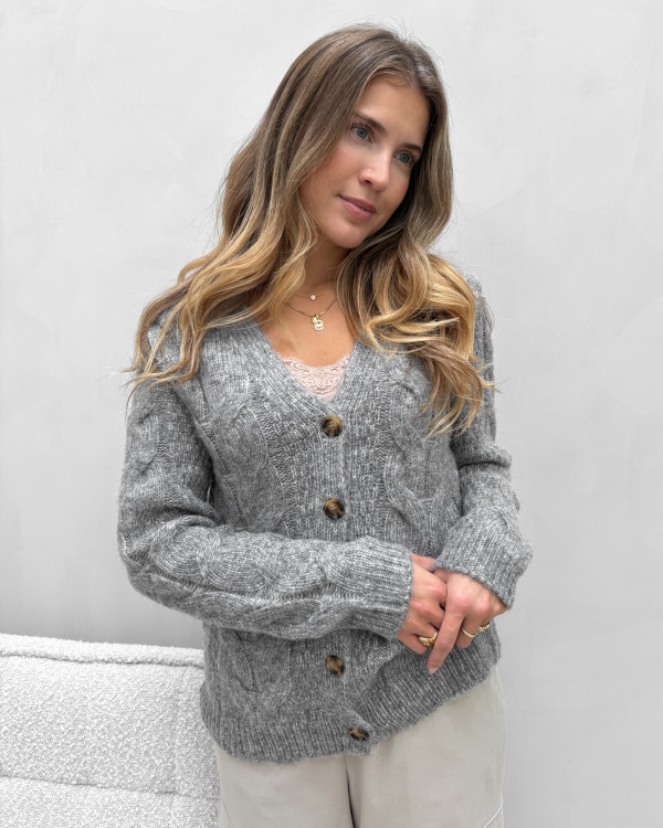 Cardigan med v-hals og knapper