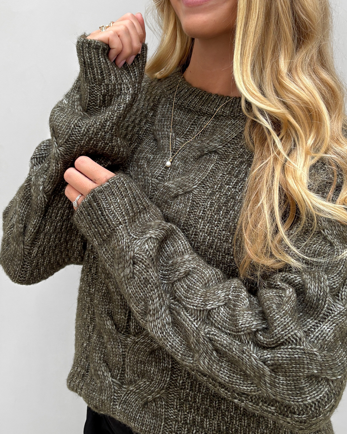 Pieces Pcnina Forest Night Ls O-Neck Knit - XL - Grøn