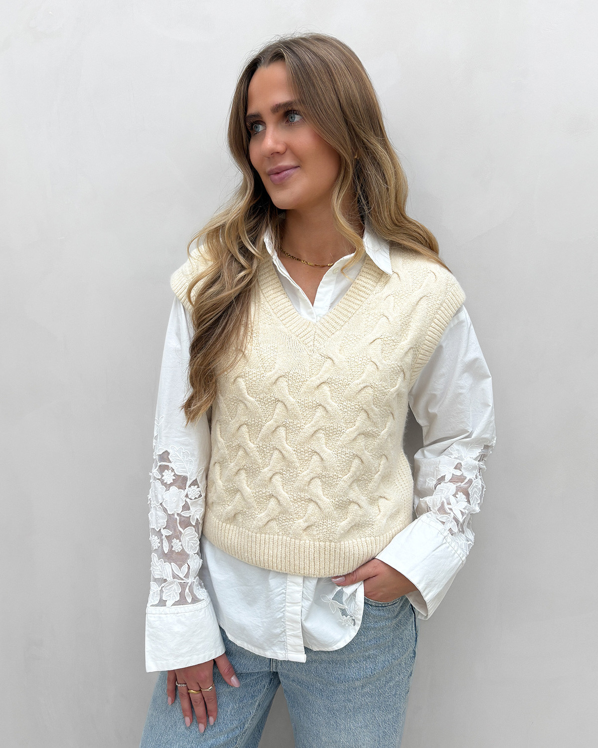 Vero Moda Vmpiper Birch Sl V-Neck Vest - L - Beige